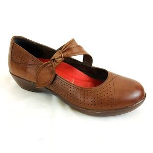 Dankso 39 Brown Leather Knotted Mary Jane Clog